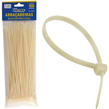 Imagem de Kit 100 Abraçadeira De Nylon Plástico Lacre Presilha 15Cm