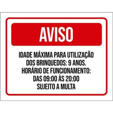 Imagem de Kit 3 Placas Aviso Idade Máxima Utilização Brinquedos 9 Anos