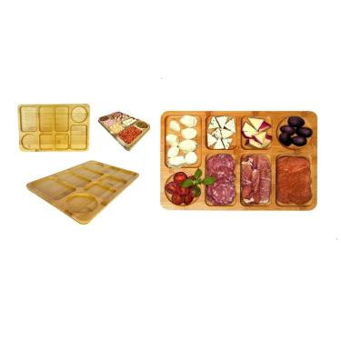 Imagem de Petisqueira Tábua De Frios Retangular Bambu 8 Divisórias