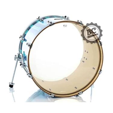 Imagem de Pele Encore Remo Powerstroke Clear 22¨ bumbo transparente com anel muffle abafador interno (10624)