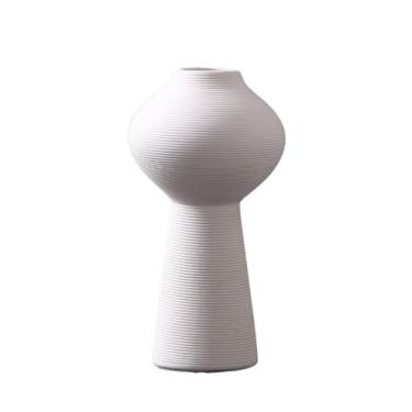 Imagem de Vaso irregular redondo vintage branco arranjo de flores de cerâmica casa sala de estar entrada vaso decorativo