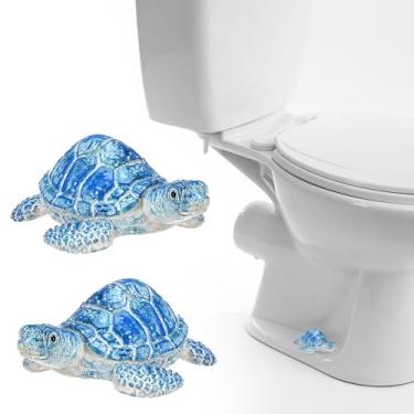 Imagem de 2 peças de tampas de parafuso de vaso sanitário de tartaruga decorativa, tampas de vaso sanitário de tartaruga marinha para fundo de banheiros, tampas de tampa de parafuso para decoração de banheiro