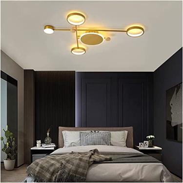 Imagem de Lustre Moderno Led Lustres Iluminação Compatível com Sala de Estar Jantar Quarto Luzes Internas Preto Dourado Cor Lustre Lâmpadas Luminaria (Cor: Preto 110cm 70w, Tamanho
