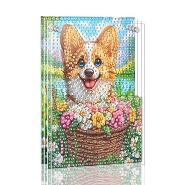 Imagem de Ginfonr Kit de pintura de arte de diamante DIY Acrylayers para adultos, filhote de cachorro, 4 camadas, pintura magnética de diamante, decoração de mesa em pé com efeito de profundidade dinâmica
