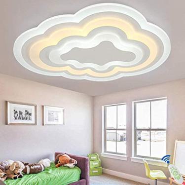 Imagem de Luminária pendente LED de teto com controle remoto, luminária de teto regulável, design moderno em nuvem, iluminação interna em acrílico, sala de estar, quarto, sala de jantar, cozinha, escr