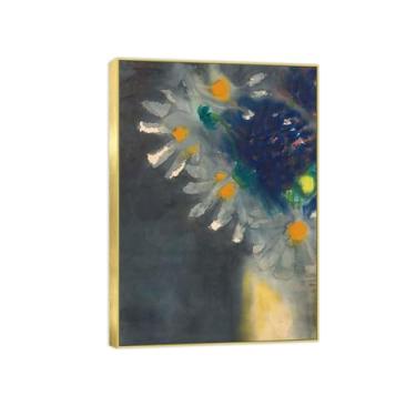 Imagem de BMZFYBS Arte de parede em tela de flores reprodução de pintura famosa - imagens de moldura dourada para sala de estar - pôster e impressões de natureza morta 70 x 100 cm 27 x 39 pol