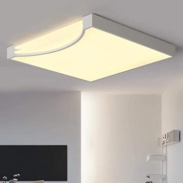 Imagem de Luminária de teto ultrafina com controle remoto quadrado para quarto, lustre de estudo criativo, luminária de restaurante (cor: preto, tamanho: D40 cm) (cor: branco, tamanho: