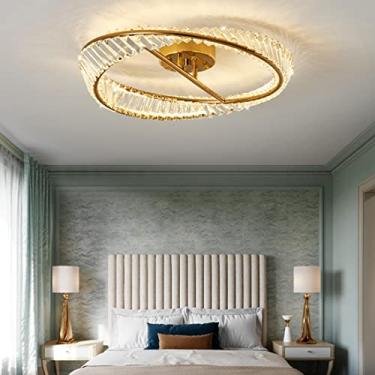Imagem de Lâmpada de teto de 60 cm K9 Cristal Retro Luz de teto LED Lustre regulável dourado com controle remoto redondo Sala de jantar Quarto Sala de estar Quarto infantil Luz pendente de design cria
