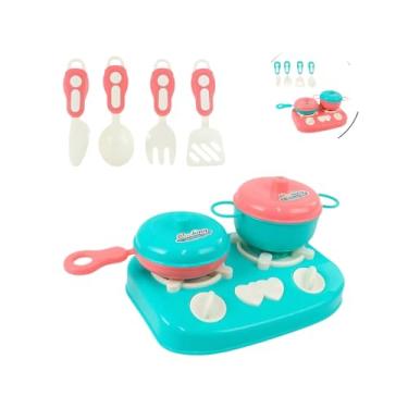 Imagem de Kit Cozinha Infantil Brinquedo Fogão Panelas 7 Peças
