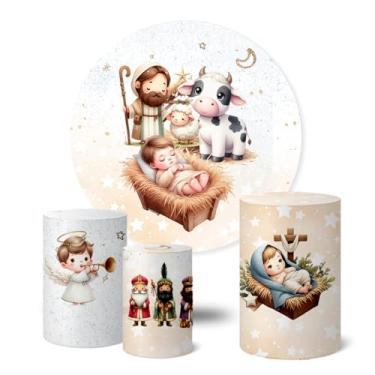 Imagem de Trio Capas Cilindro + Painel Festa Redondo 1,50m Natal (K1NAT112)