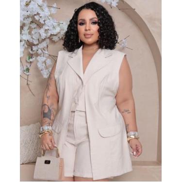 Imagem de Conjunto Plus Size Feminino Colete Duplo E Short Casual - RezesModa, C