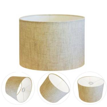 Imagem de Cúpula abajur cilíndrica cp-8018 Ø40x25cm rustico bege - Vivare