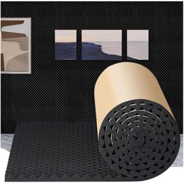 Imagem de Isolamento Acústico De Isolamento Acústico Espuma De 3 Cm De Espessura Som De Estúdio Acústico Resistente Ao Fogo Painéis De Amortecimento De Som Autoadesivo Caixa De Ovo T, Black, 12m