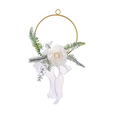 Imagem de Generic Guirlanda de flores artificiais, guirlanda de arco floral, decoração para porta de, para lareira de fazenda, pátio, presente de inauguração de, Branco