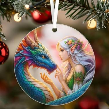 Imagem de Enfeite de acrílico vintage de fada - decoração de pendurar em vitral - enfeites e decorações de árvore de Natal - presentes para mulheres/mãe/filha/ela - anjo Suncatcher 01