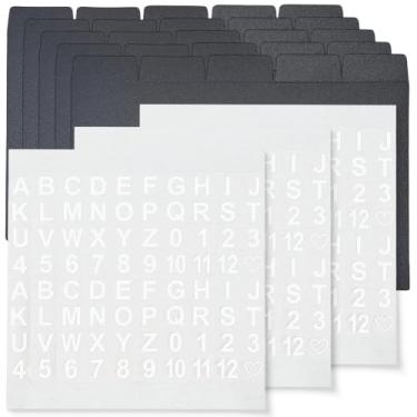 Imagem de CRASPIRE 25 peças divisórias de papel de índice com 3 peças de adesivos de números do alfabeto, retangulares, 7,6 x 12,7 cm, páginas pretas em branco para escritório, escola, receitas, agenda, agenda