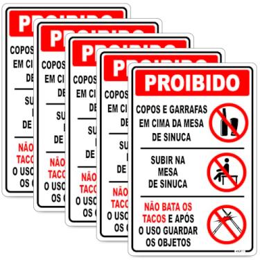 Imagem de Placa de Aviso Proibido Mesa de Sinuca, PS 1mm, 20x30cm, Impressão UV, com Fita Dupla Face, para Bares e Salões de Jogos (5)