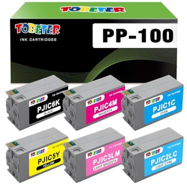 Imagem de ToBeter Cartucho de tinta remanufaturado PP-100 para Epson PJIC1 PJIC2 PJIC3 PJIC4 PJIC5 PJIC6 Cartucho de tinta para Discproducer PP-100 PP-50 (pacote com 6, preto ciano magenta amarelo, ciano claro,