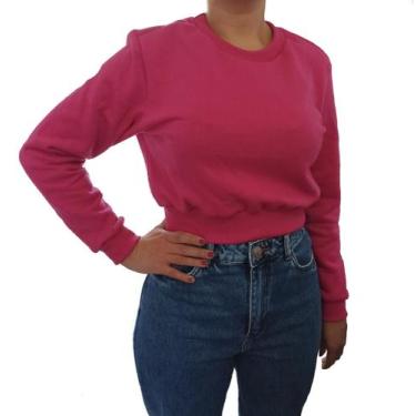 Imagem de Blusa Cropped Adulto Moletom Flanelado - Bella Toft, Rosa pink, G