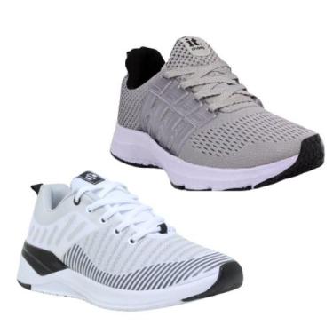 Imagem de Tênis Feminino Esportivo Caminhada Academia Corrida Kit Branco/Rosa 35