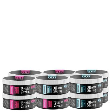 Imagem de Kit 06 Pomada Matte Styling + 06 Brilho Bright Cream Bth 80G