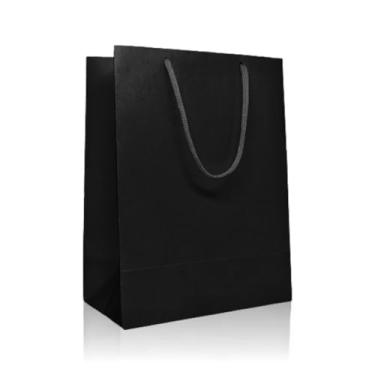 Imagem de Kit 10/50 Un Sacola Papel Bolsa Colorida Média 23x30x10cm - Papel Resistente para Lojas, Presentes, Eventos e Embalagens Comerciais(Preta,10)