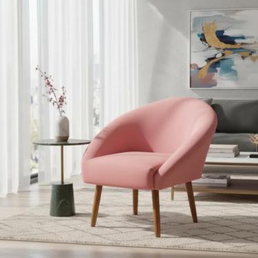 Imagem de Poltrona Decorativa Para Sala Recepção Manicure Consultório Stella Suede (Rosê)