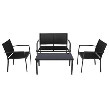 Imagem de Conjunto Terraço Relax Conthey com 4 Peças - Cor Preta