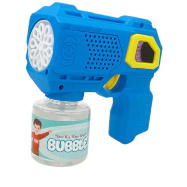 Imagem de Pistola de Bolhas de Sabão Infantil Automática com Luz LED e Múltiplas Saídas Tanque Recarregável, Fácil de Usar, Plástico Resistente – Diversão para Festas e Brincadeiras ao Ar Livre (Azul)