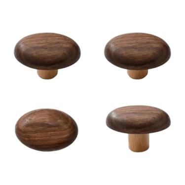 Imagem de Fxzqgnh 4x Ganchos de casaco de madeira para armários, puxadores de gavetas, cabides, decoração moderna para casa, puxadores de armário resistentes, ganchos, Oval