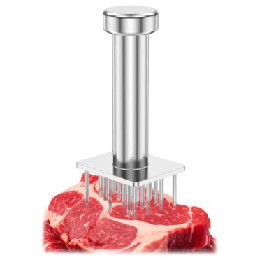 Imagem de Ferramenta de amaciador de carne de aço inoxidável, martelo de martelo, eficiente e resistente, amaciador de frango de aço inoxidável com alça confortável para carne bovina, peru, porco, bife de peixe