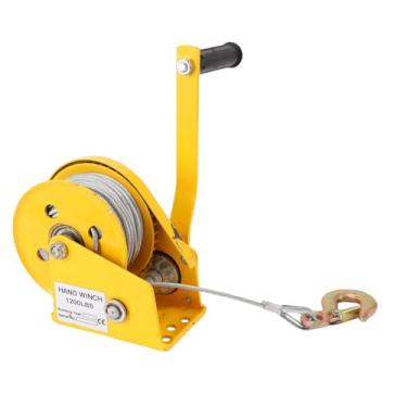Imagem de Asixxsix Guincho para reboque de barco, guincho manual de 1200 libras com corda de 10 m, travão automático bidirecional com bloqueio manual, guincho manual resistente para barcos