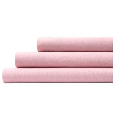 Imagem de Aeropostale Jogo de lençol de malha jersey super macio, lençóis de cama de 3 peças, lençóis de jérsei rico em algodão, serve para colchões de até 43 cm de profundidade, tamanho solteiro, rosa mesclado