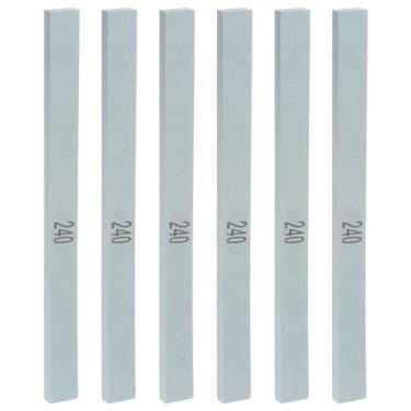 Imagem de 6 peças de pedras de amolar, gramatura 240, 15 x 1,2 x 0,6 cm, retângulo, faca de carboneto de silicone verde