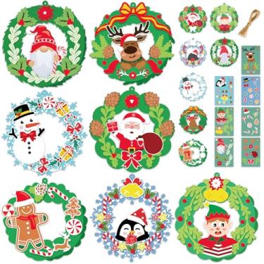 Imagem de Pacote com 28 enfeites de Natal para lembrancinhas de festa infantil, faça suas próprias guirlandas de Natal, enfeites de pendurar faça você mesmo, adesivos de Natal para artesanato, kit de fabricação