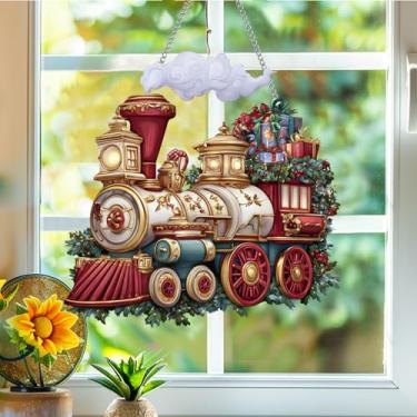 Imagem de Apanhador de sol de acrílico colorido, decoração de janela suspensa de trem para apanhadores de sol, arte de parede de arco-íris, para sala de estar, quarto, varanda, interior e exterior, jardim