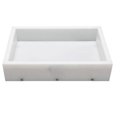 Imagem de GROWLING Molde reutilizável de resina epóxi 25 x 7 x 7 cm, fixação e nivelamento ajustáveis, molde de resina grande resistente para mesas de rio, mesas de centro, bandejas, tábuas de corte, arte de