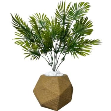Imagem de Planta Artificial, Planta Arranjo de Mesa Artificial Bambuzinho Da Sorte Vaso Decorativo(Palmeira Leque Vaso Bege)