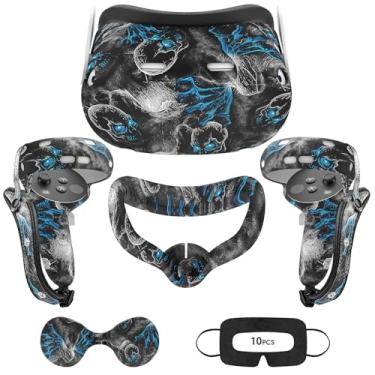 Imagem de VR Accessories for Oculus Quest 2, Silicone Face Cover/Controller Grip Cover/VR Shell Cover/Lens Cover/10PCS Disposable Eye Cover are Included in VR Headset Accessories Set (Phantom)