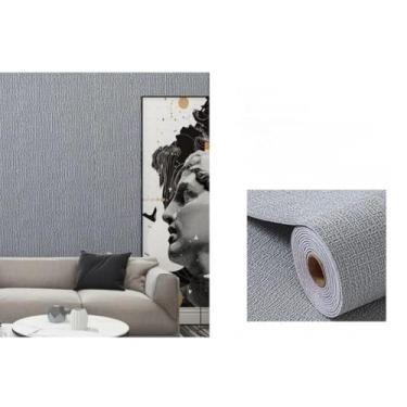 Imagem de Painel Linho Liso Espuma 11.2mx50cm Adesivo Grosso Autocolante Decoração Revestimento Acústico(5 Metros x 50cm-2.5m²,Cinza claro)