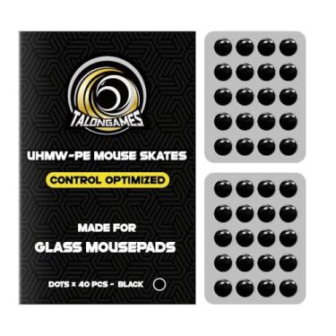 Imagem de TALONGAMES Patins de mouse para mousepads de vidro | UHMW-PE de alta densidade | Pontos redondos universais 6,5 mm 40 peças | Deslizamento ultra-controle | Alta resistência ao desgaste | Design