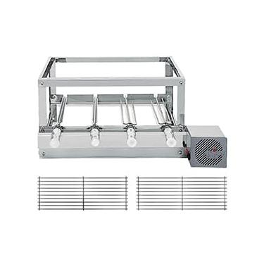 Imagem de Churrasqueira Gira Grill - 100% Inox - Mix de 4 Espetos Giratórios + 2 Grelhas Móveis Auxiliares, motor DIREITO
