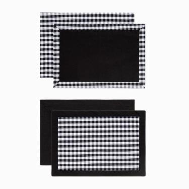 Imagem de Jogo Americano Copa E Cia 2 Peças Dupla Face Xadrez Preto E Branco