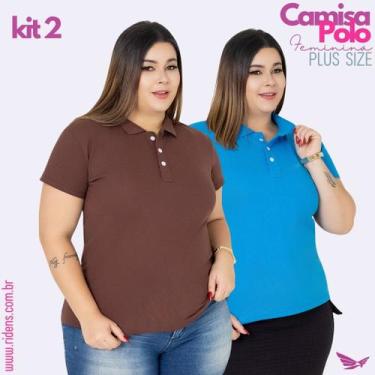 Imagem de Kit 2 Camisa Plus Size Gola Polo Feminina Tecido Premium e Ótimo Acaba