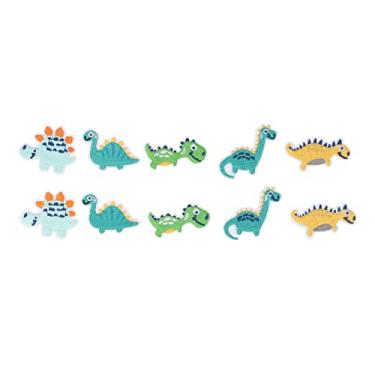 Imagem de 10 peças de adesivos de dinossauro, roupas coloridas faça-você-mesmo pequenas bordadas em forma de dinossauro em remendos, decorações de mochila para chapéu, mochila jeans
