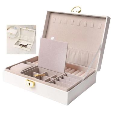 Imagem de Porta Joias Anel Brinco Relogio Cordao Pulseira Acessorio Caixa Estojo Penteadeira Mesa Bancada Gaveta Organizaçao
