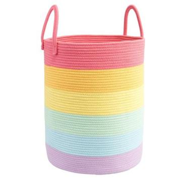 Imagem de Cesto de roupa suja JUNBOLE Woven Cotton Rope, capacidade de 60L