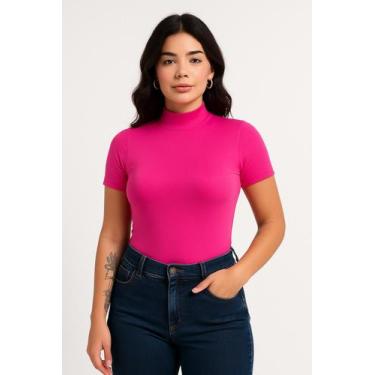 Imagem de Blusa Cacharrel Feminina Básica Gola Alta Manga Curta Conforto - Cacha