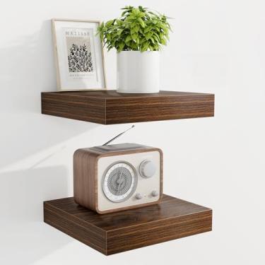 Imagem de Marsmiles Prateleiras flutuantes de 17 cm para parede, prateleiras de madeira com suportes invisíveis, conjunto de 2, prateleira rústica montada na parede para cozinha, banheiro, sala de estar, estudo