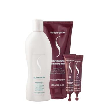Imagem de Kit Senscience Silk Moisture Inner CPR Shampoo Máscara Ampola (4 produtos)